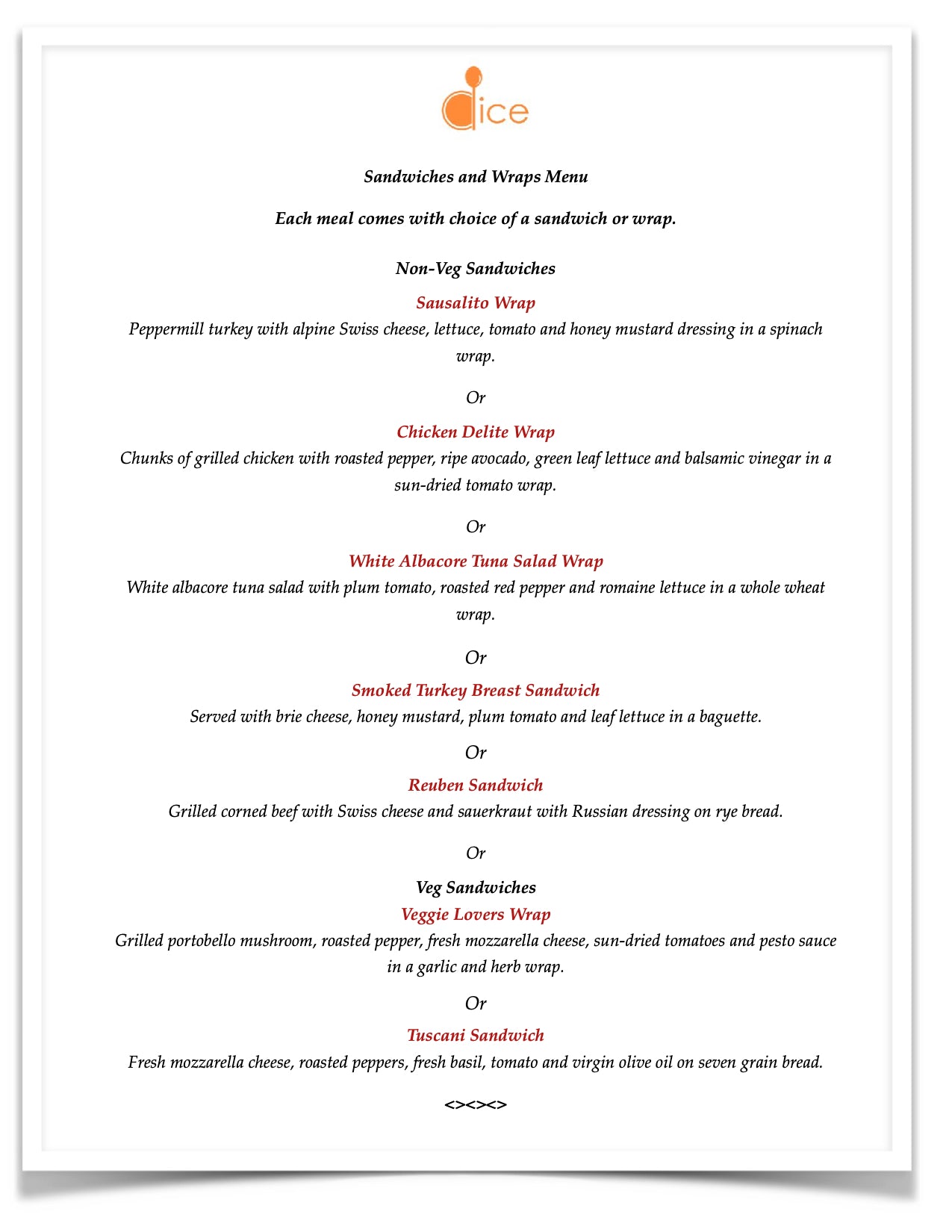 New York Catering - Sandwich and Wrap Lunch