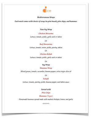 Catering near Boston - Mediterranean Wraps