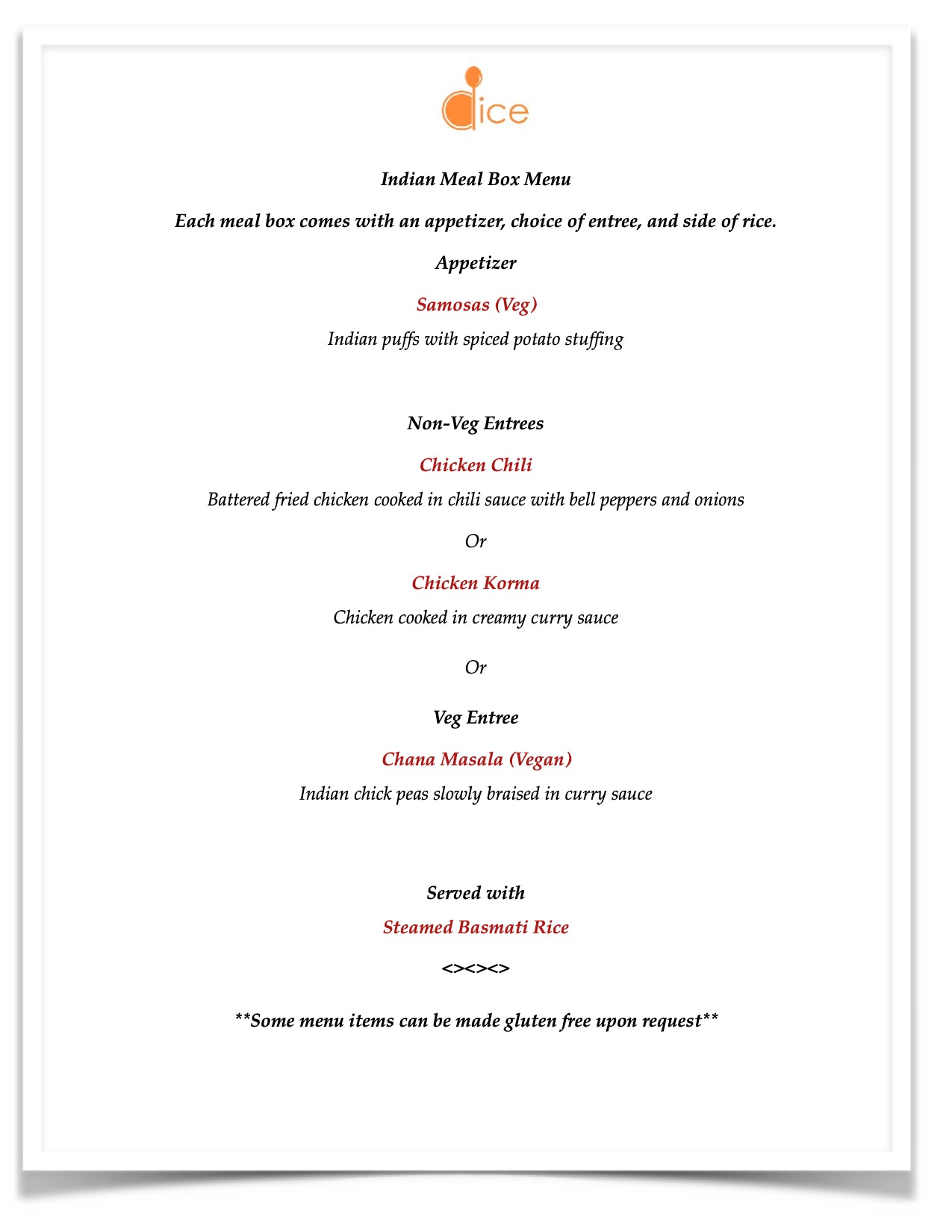 Catering near Boston - Indian Meal Boxes
