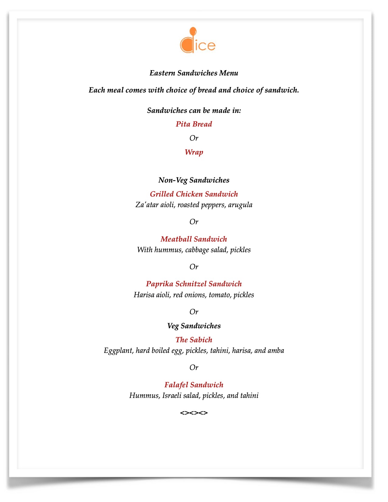 New York Catering - Middle Eastern Sandwiches (Kosher)