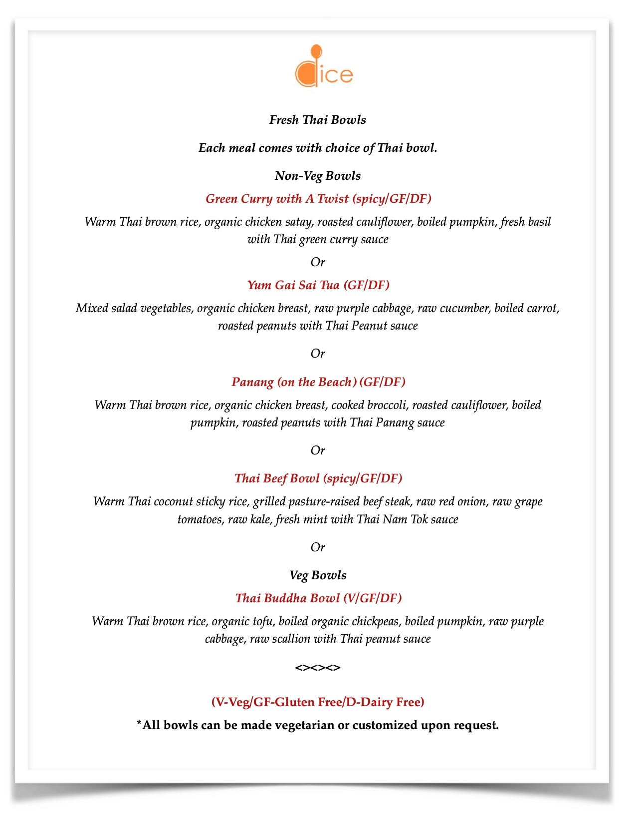 New York Catering - Healthy Thai Bowls