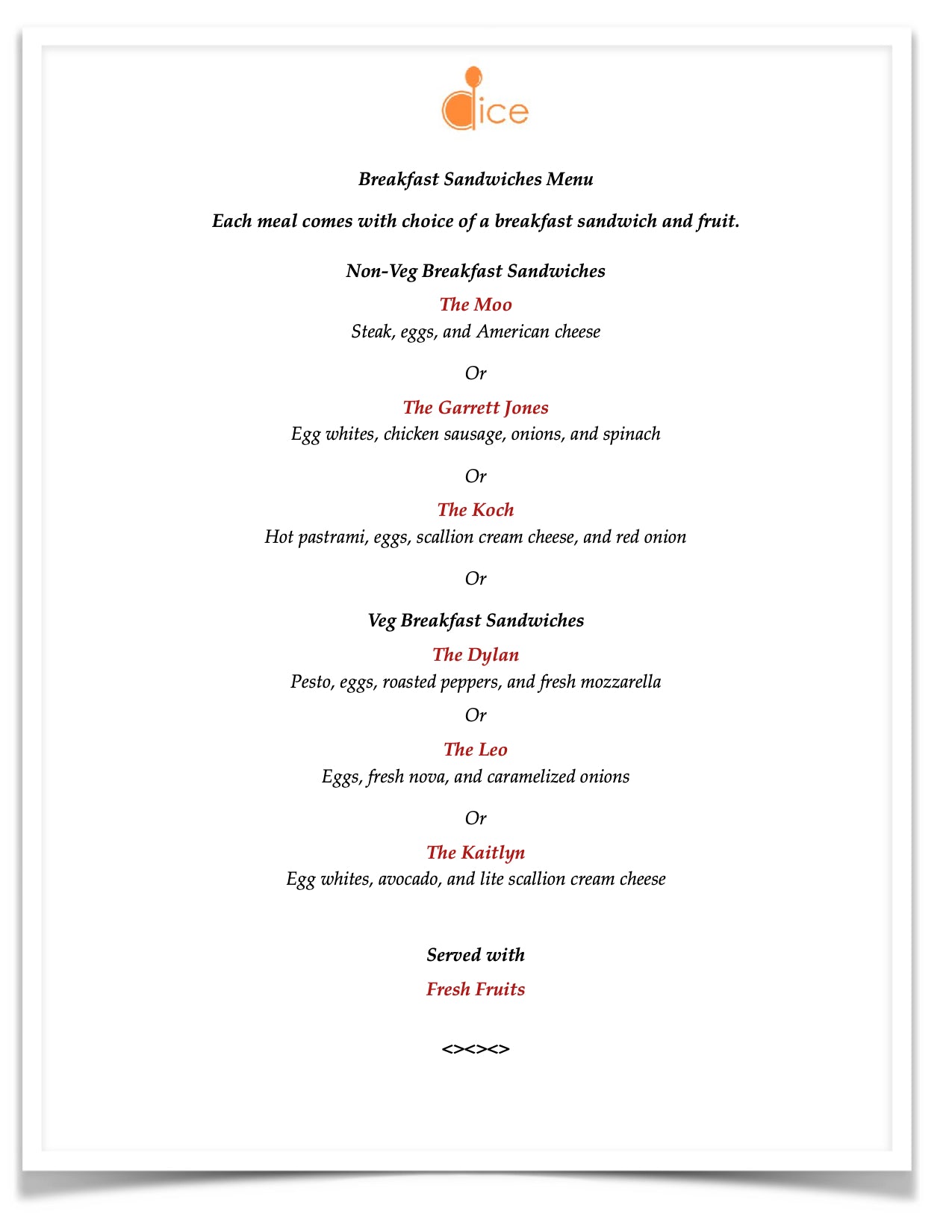 New York Catering - Breakfast Sandwiches